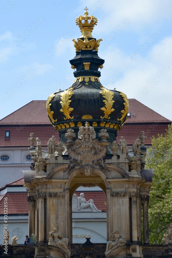 Kronentor -18th century Baroque gateway topped with an ornate crown, Dresden Germany