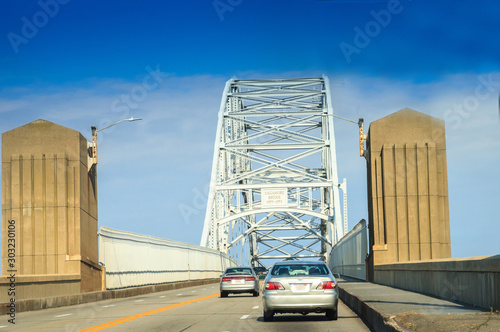 Sagamore Bridge in Bourne, Massachusetts on the highway headed toward the City of Boston. photo