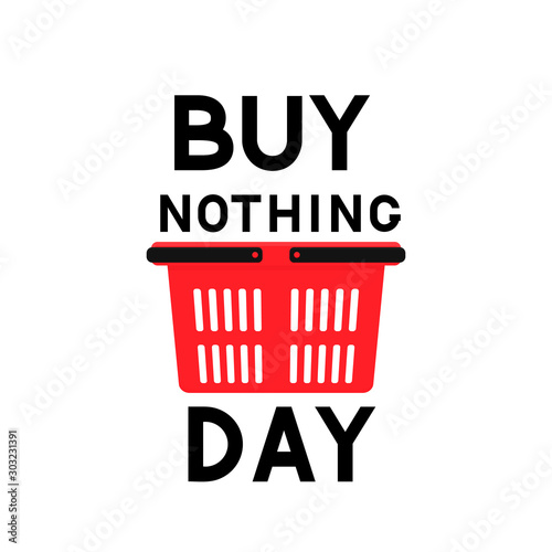 Buy Nothing Day lettering with shopping basket