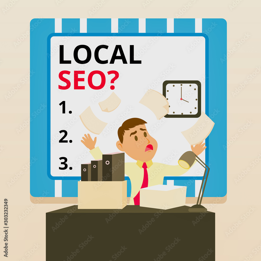 Word writing text Local Seoquestion. Business photo showcasing incredibly effective way to market your local business online Confused Male Employee Manager Cluttered Workspace Overflow Time Shortage Word writing text Local Seoquestion. Business photo showcasing incredibly effective way to market your local business online Confused Male Employee Manager Cluttered Workspace Overflow Time Shortage