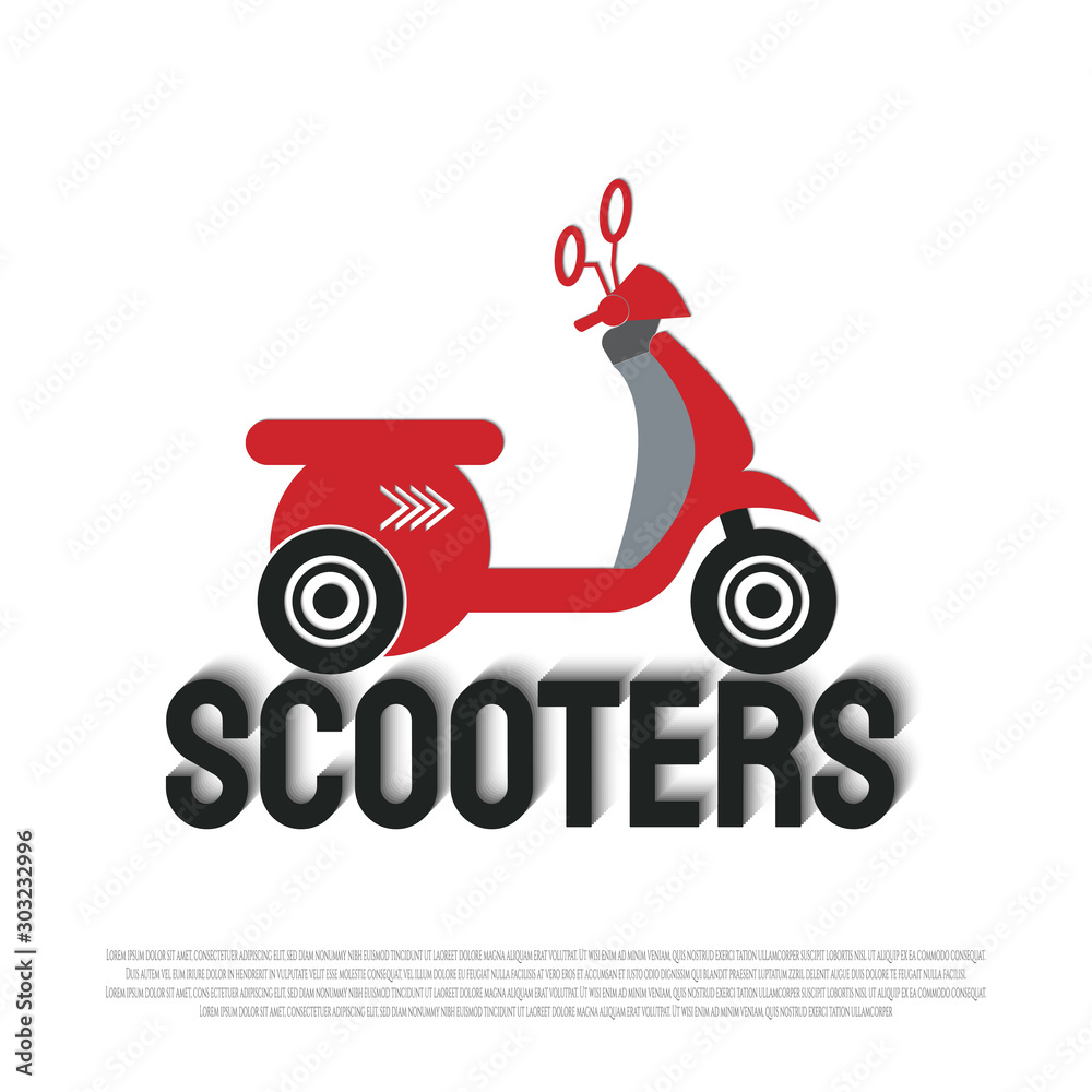 classic scooter with the concept of paper and red art. Scooter motorcycle logo vector. motorcycle club sign or symbol. illustration element classic scooter with the concept of paper and red art. Scooter motorcycle logo vector. motorcycle club sign or symbol. illustration element