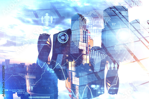 Photography Big data interface in Moscow city