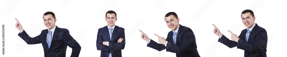 Young attractive businessman pointing isolated on white Young attractive businessman pointing isolated on white