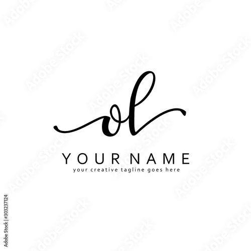 Handwriting O L OL initial logo template vector