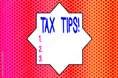 Writing note showing Tax Tips. Business concept for compulsory contribution to state revenue levied by government Endless Different Sized Polka Dots in Random Repeated Mirror Reflection