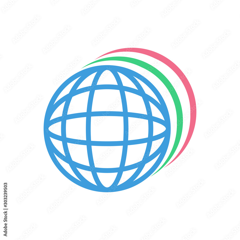 Web Globe Browser icon, modern flat design color sign vector