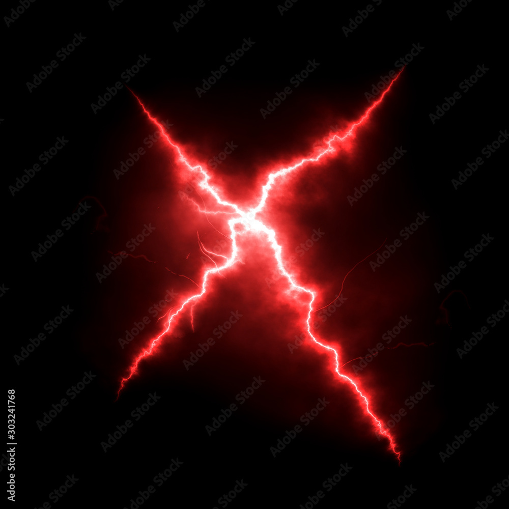 red lightning cross over black background Stock Illustration | Adobe Stock