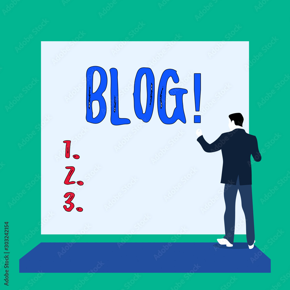 Handwriting text Blog. Conceptual photo regularly updated website web page run by individual Short hair immature young man stand in front of rectangle big blank board Handwriting text Blog. Conceptual photo regularly updated website web page run by individual Short hair immature young man stand in front of rectangle big blank board