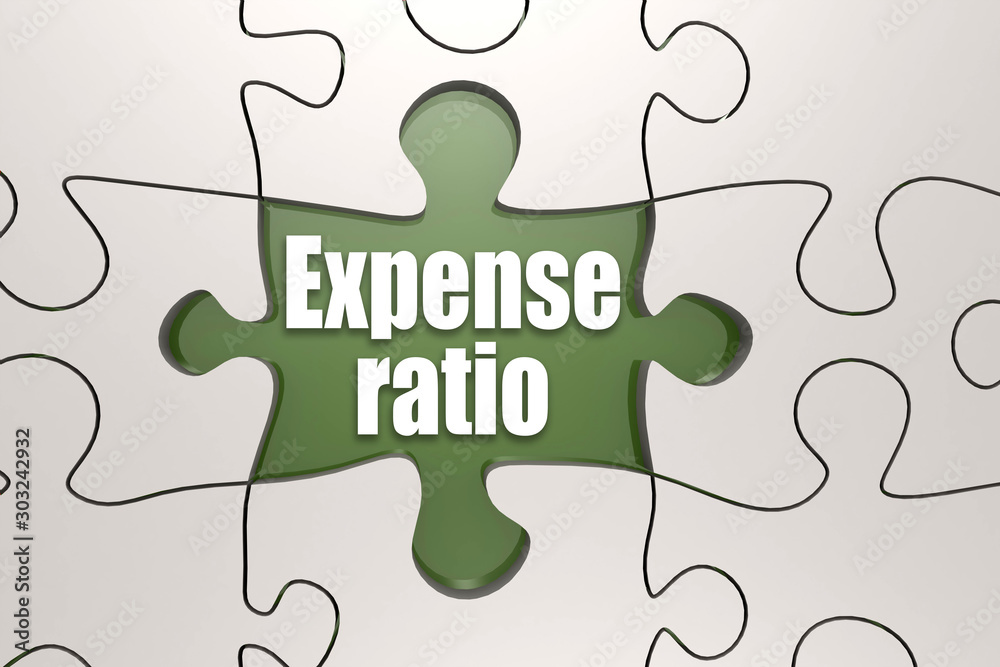 Fototapeta premium Expense Ratio word on jigsaw puzzle