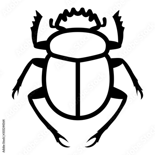 Scarabaeus sacer / sacred scarab dung beetle line art vector for apps and websites