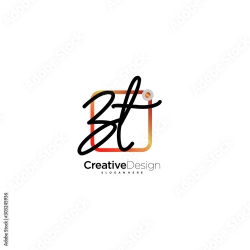 ZT Signature letter Logo Template Vector photo