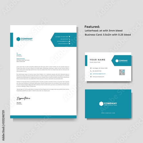 Professional creative letterhead and business card vector template