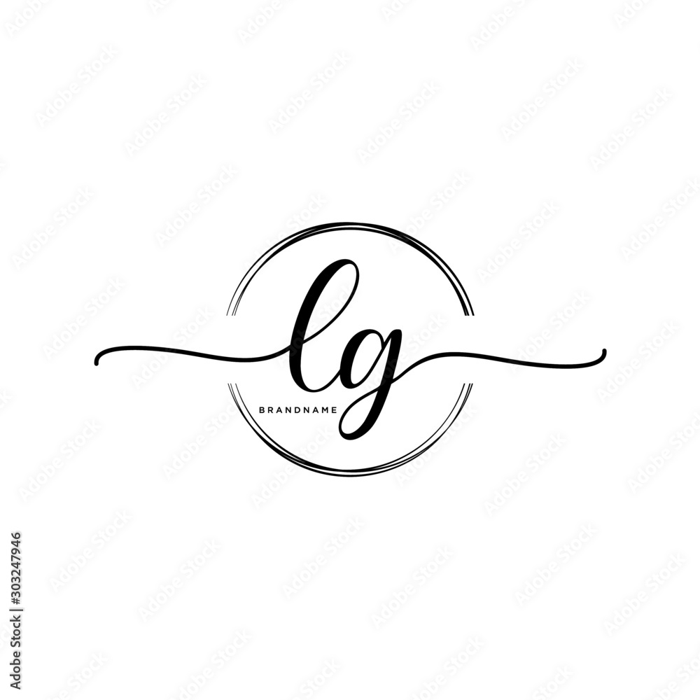 LG Initial handwriting logo with circle template vector. LG Initial handwriting logo with circle template vector.