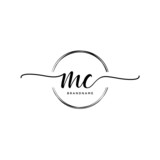 MC Initial handwriting logo with circle template vector.