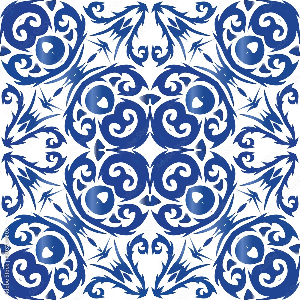 Ornamental azulejo portugal tiles decor.