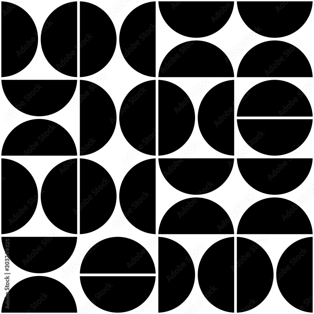 Vector geometric seamless pattern with semicircles. Abstract minimalistic background.