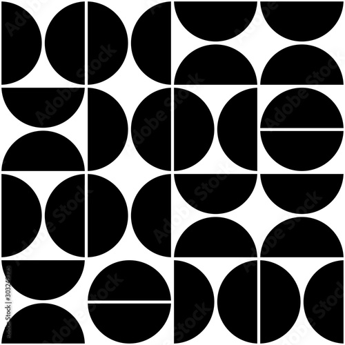 Vector geometric seamless pattern with semicircles. Abstract minimalistic bac...