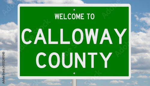 Rendering of a green 3d highway sign for Calloway County photo