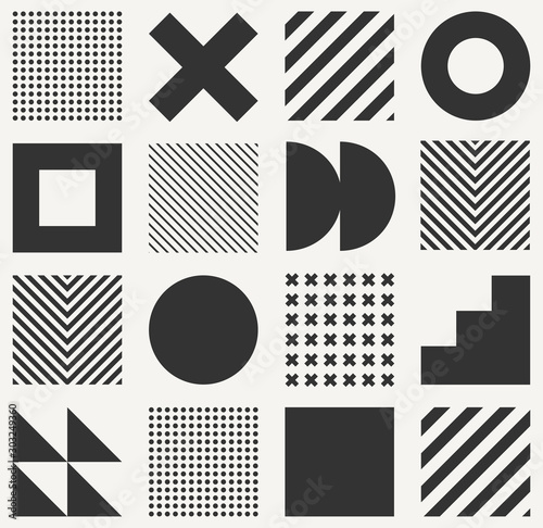 Vector geometric seamless pattern with simple shapes. Abstract minimalistic background.
