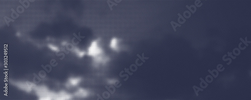 Blue Gray Halftone Sky with Clouds Vector Backround
