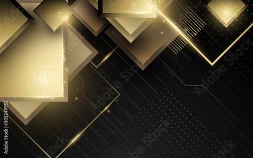 Abstract geometric gold luxury technology background