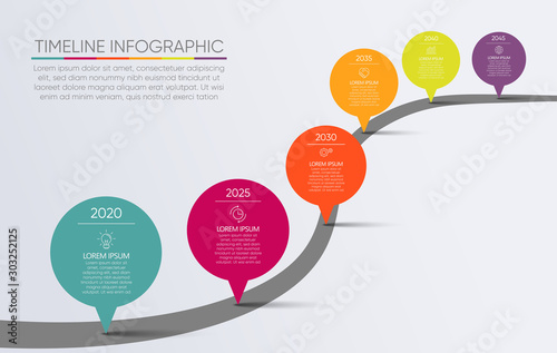 Fotomurale Business road map timeline infographic icons designed for abstract background te