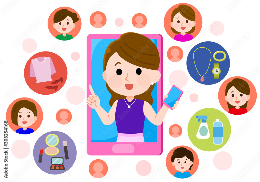 インフルエンサー Snsで影響力のある女性02 イラスト Stock Vector Adobe Stock
