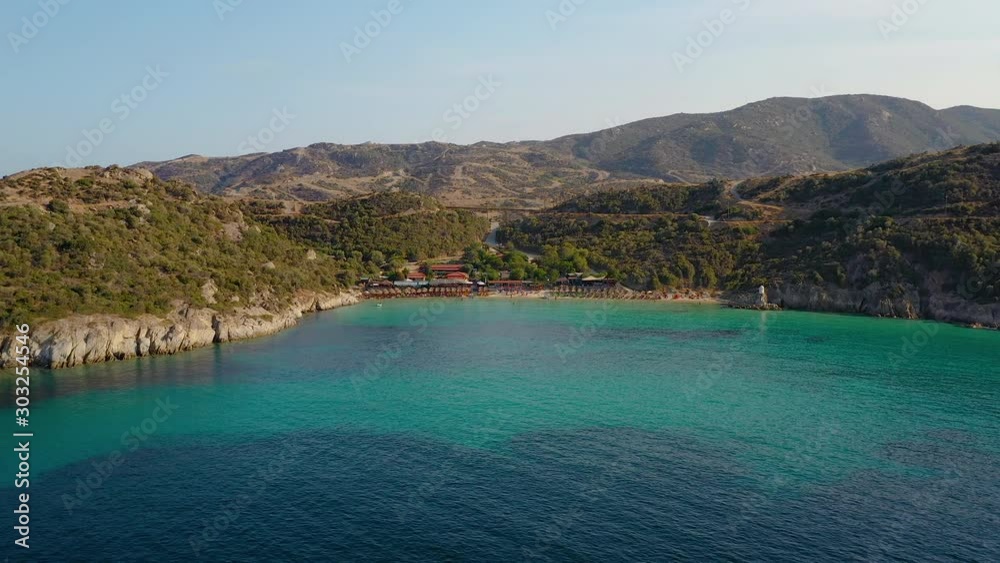 Beautiful Klimataria beach with turquoise crystal clear water.Aerial footage Beautiful Klimataria beach with turquoise crystal clear water.Aerial footage