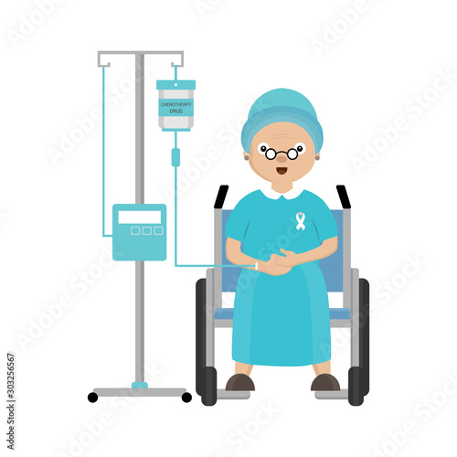 Senior man patient with cancer. Chemotherapy and oncology disease concept. 