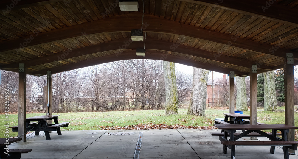 Picnic pavilion in local park In Cleveland, Ohio