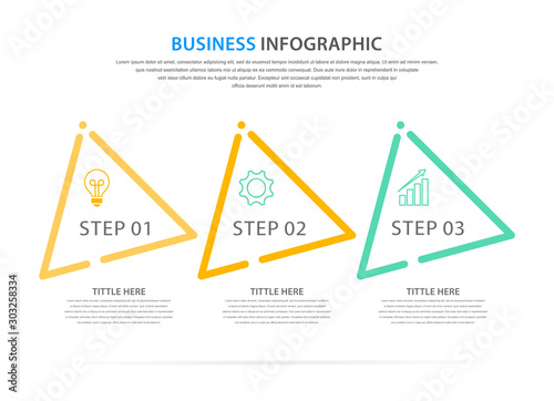 business infographic template, thin line and flat design with 3 option or step, vector eps 10