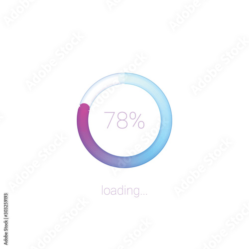 Modern 3D web preloader of updates. Progress bar with percentage of upgrades or downloads. Concept of mobile apps for data loading on light background with radial diagram