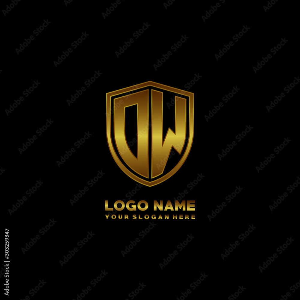Initial letters D shield shape gold monogram logo. Shield Secure Safe logo design inspiration Initial letters D shield shape gold monogram logo. Shield Secure Safe logo design inspiration