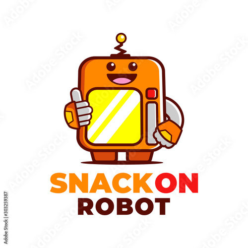 fun Robot machine mascot logo design