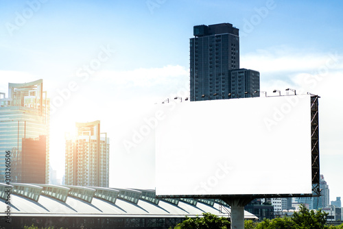 Billboard mockup outdoors, Outdoor advertising poster on the street for advertisement street city. With clipping path on screen.