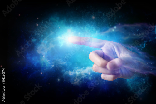 Imagine blurring the magic beam that comes from the fingertips blurring that shines brightly. Like connection and advancement in communication technology in the digital world