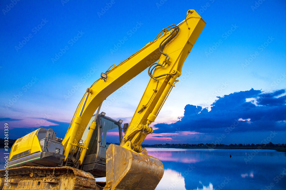 excavator on construction site excavator on construction site