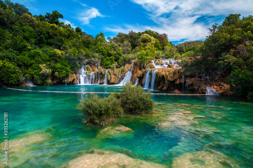 Obraz na plátně Amazing Krka National Park with majestic waterfalls, Sibenik, Dalmatia, Croatia