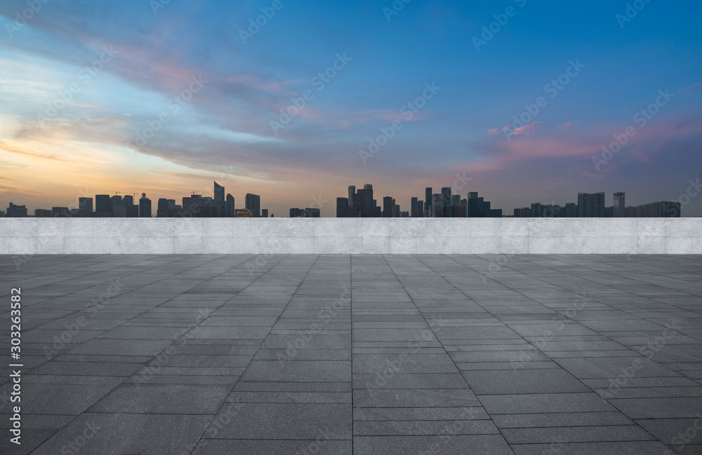 City square and modern architectural scenery at twilight，China