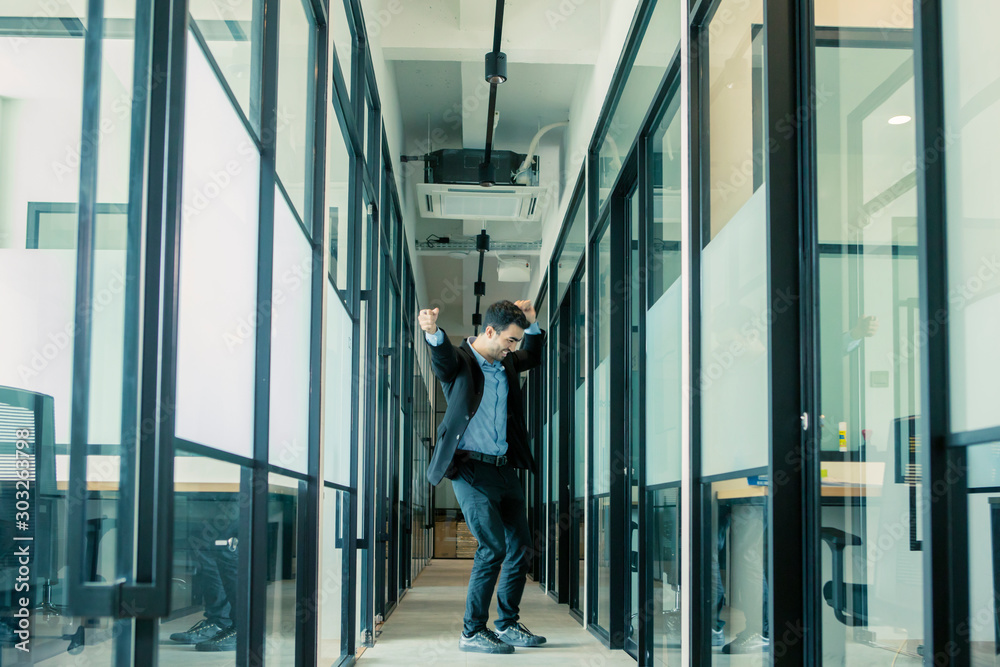 Businessman having fun dancing