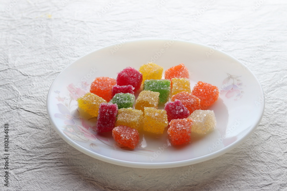 Colorful jelly with sugar coating Colorful jelly with sugar coating