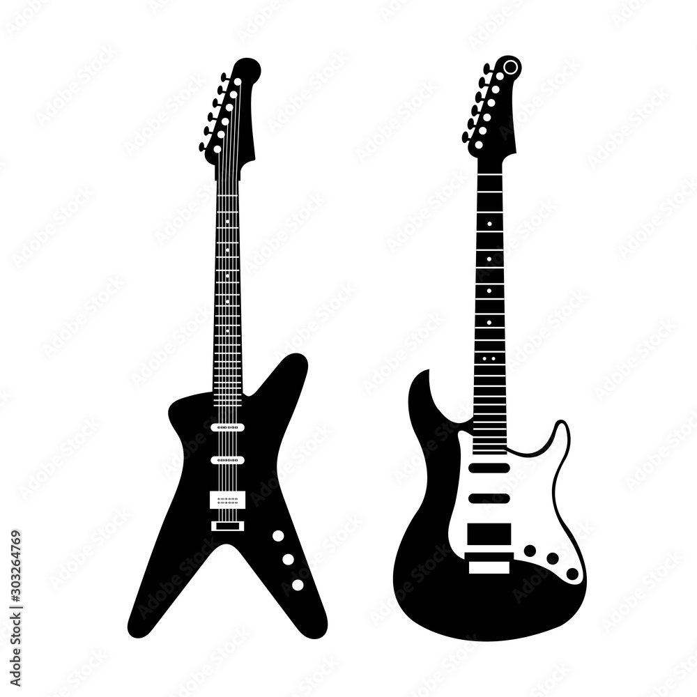 Vecteur Stock Electric guitar flat vector illustration. Rock music  instrument | Adobe Stock