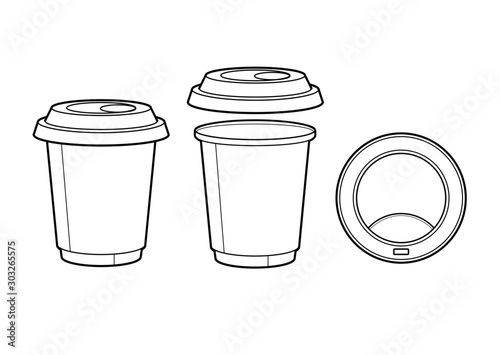 black and white cup icon with cover