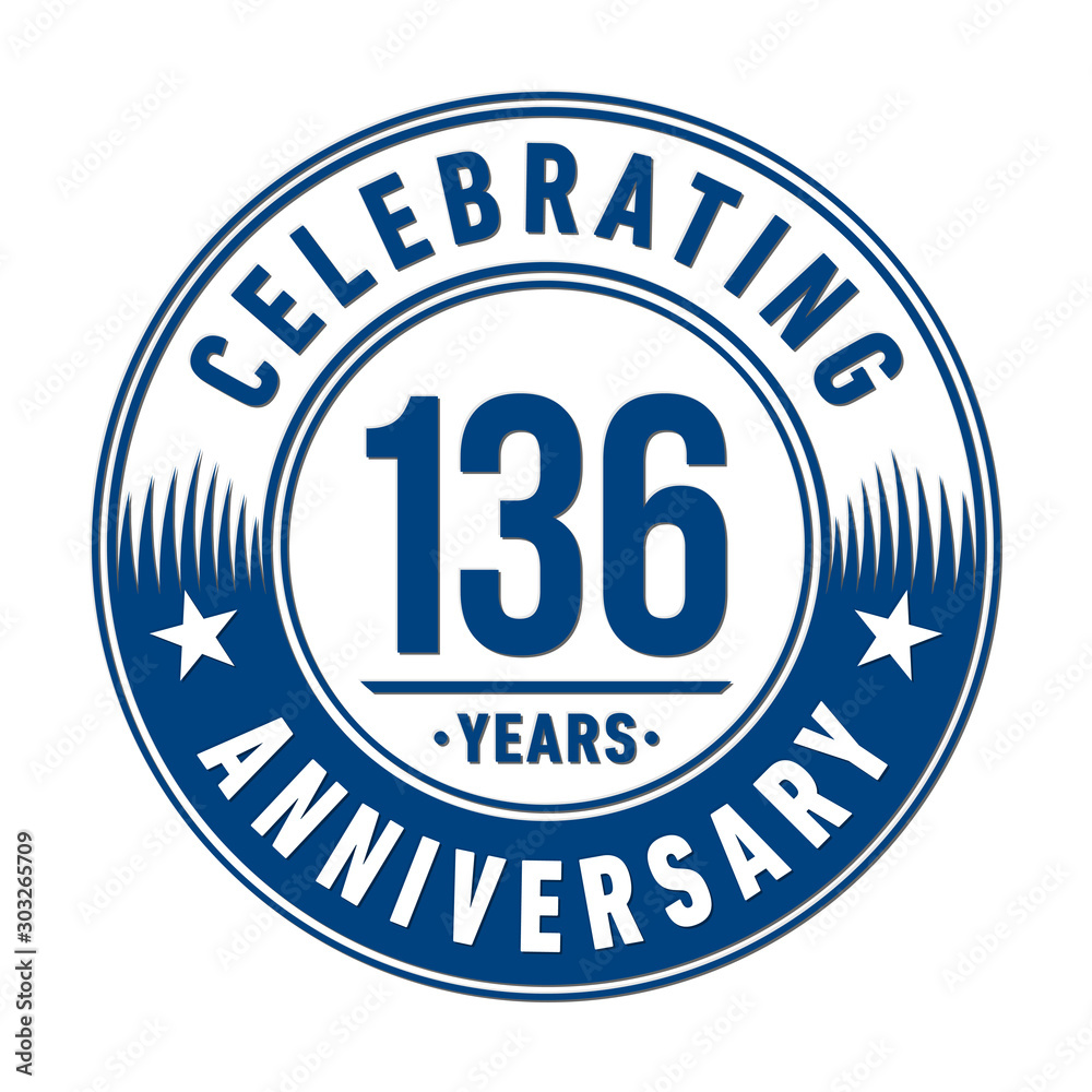 136 years anniversary celebration logo template. Vector and illustration.