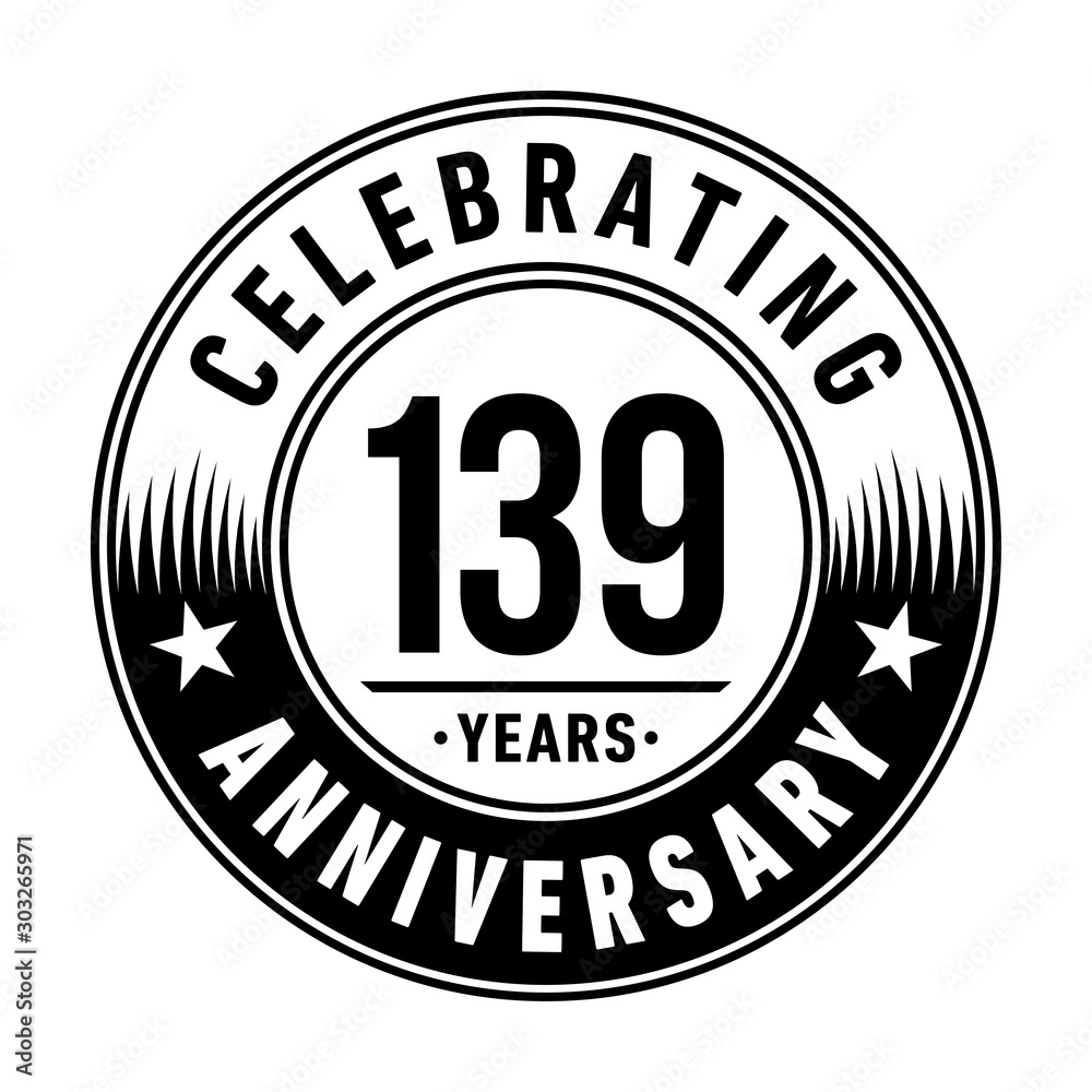 139 years anniversary celebration logo template. Vector and illustration.