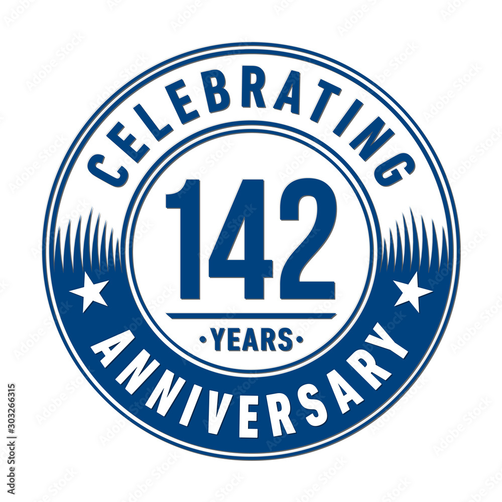 142 years anniversary celebration logo template. Vector and illustration.