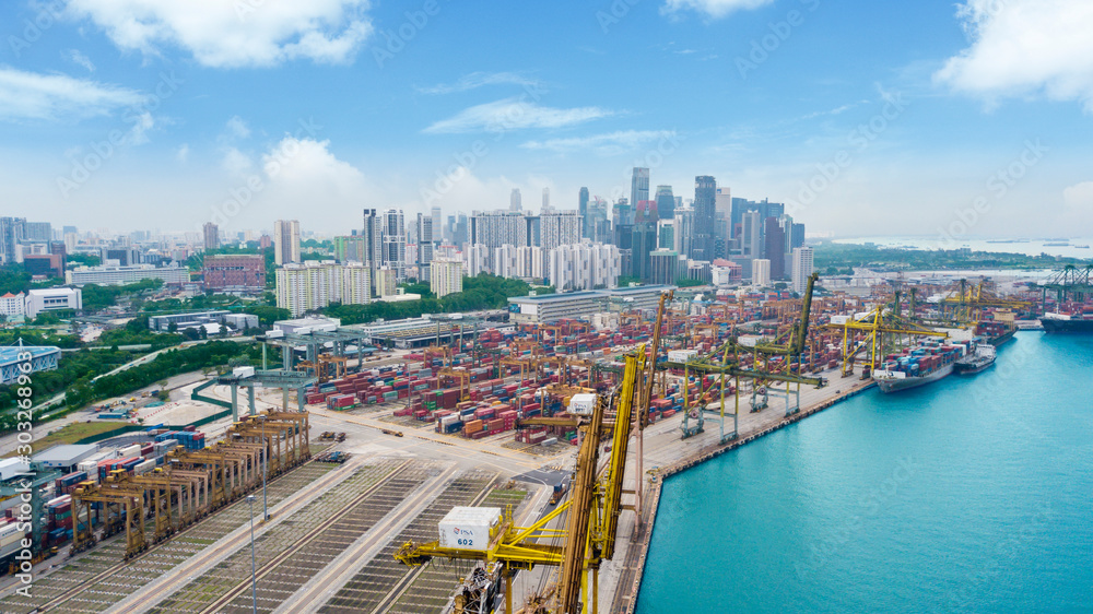 Landscape view of port in Singapore during day