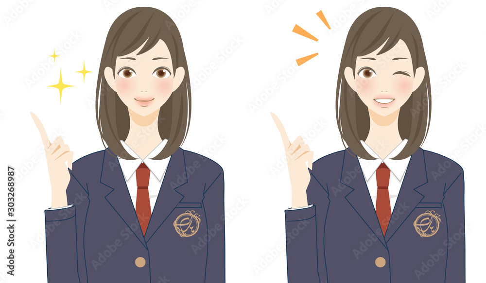女子高生セット　制服　ブレザー姿のかわいい女の子