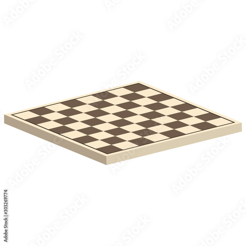 Board game of chess.Chess board without game pieces.Vector isometric and 3D view.