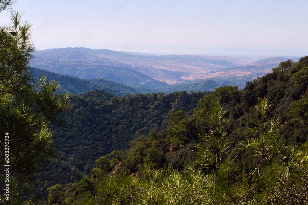 Beautiful landscape in the Troodos mountains in Cyprus.